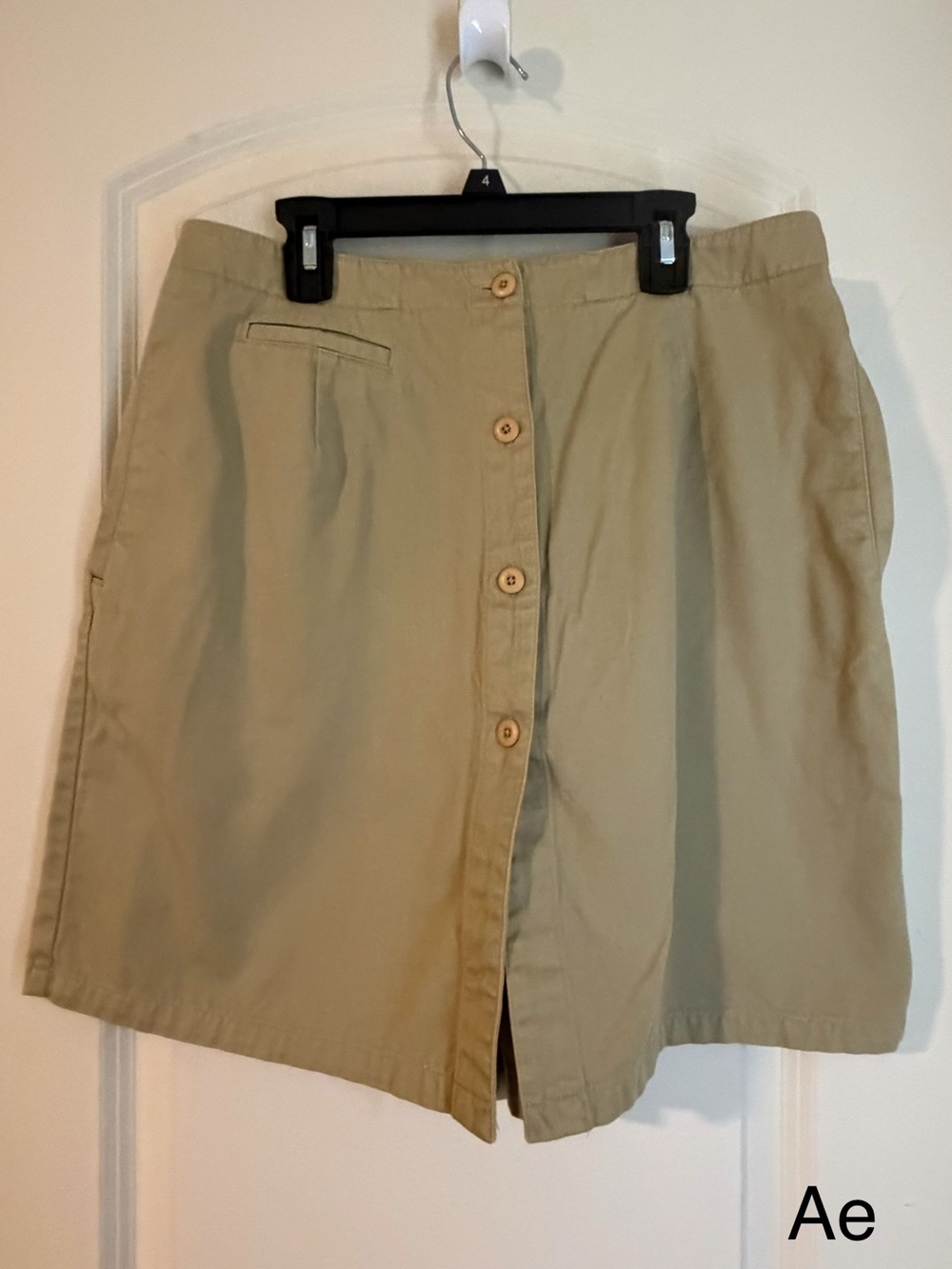 Vtg Liz Claiborne button front skirt Tan/green Cotton sz boho summer travel acad